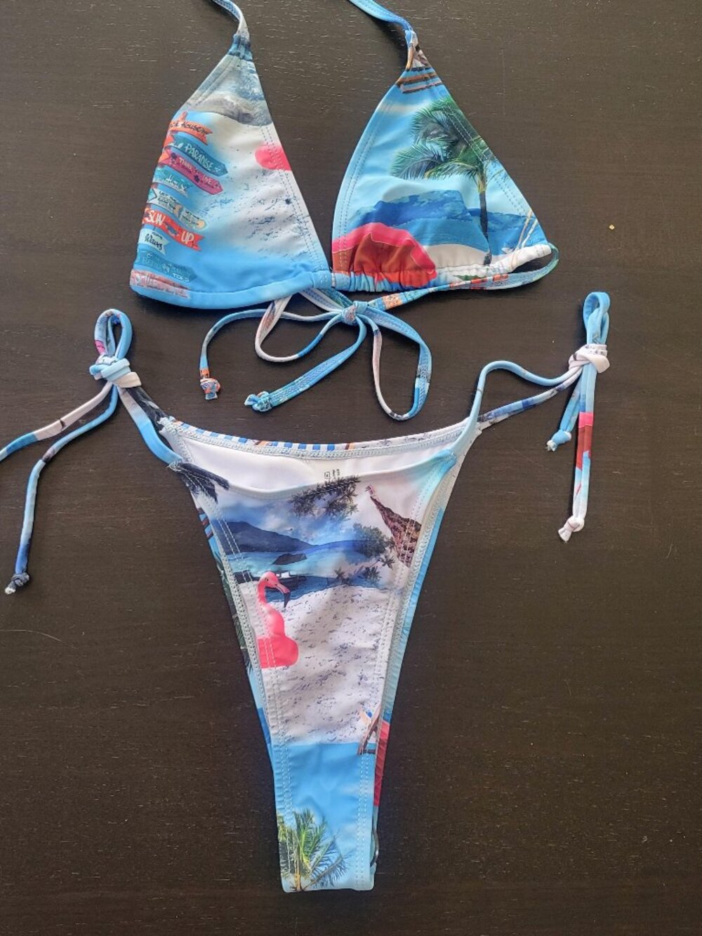 MISSGUIDED Triangle String Bikini Bottom With Side Ties MED Top SM Bottom